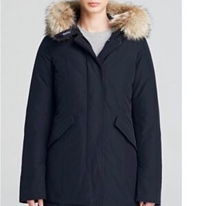 Woolrich Dark Blue  Puffer Coat with Fur Hood